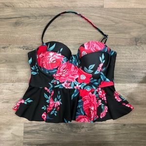 Floral Peplum Swim Top